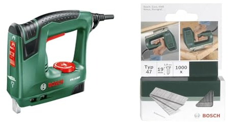 Bosch PTK 14 EDT - Grapadora eléctrica válida para grapas y clavos, 240 W, 240 V & 2 609 255 813 - Clavo tipo 48 (pack de 1000)