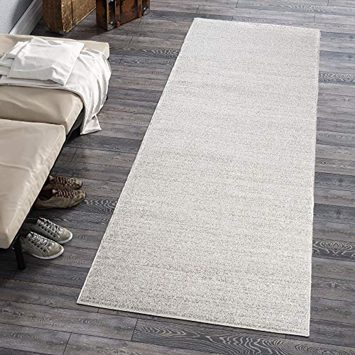 Carpeto Läufer Flur 60x400cm Anthrazit Grau Einfarbig Weich Pflegeleicht | Teppichläufer für Küche Waschküche Schlafzimmer Fußbodenheizungsgeeignet Kurzflor Minimalistisch Verkauf pro Meter