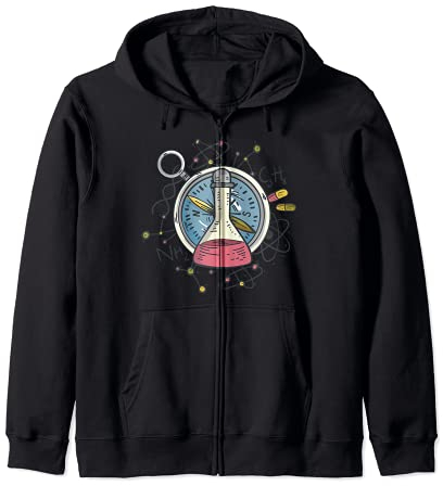 Chemistry Science Beaker Retro Cute Bunsen Burner Laboratory Zip Hoodie