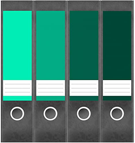 Etiketten für Ordner | Farbmix Grüne Farben | 4 breite Aufkleber für Ordnerrücken | Selbstklebende Design Ordneretiketten Rückenschilder