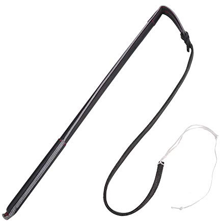 lyrlody Frustino per Addestramento del Cane, Frusta per Agitare per Cani Pipistrello in Pelle Bovina Artificiale, Frusta da Equitazione con Manico, Nero 95 cm