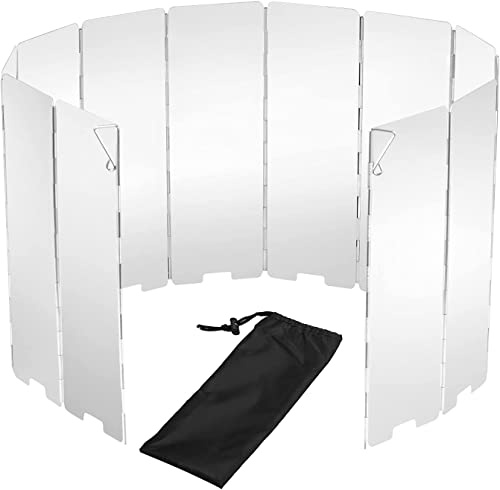 SEADESKY Faltbar Aluminium Windschutz 10/12/14/16 Stücke Windschutz für Gaskocher Windschutzscheibe für Campingkocher Windschutz Faltbarer Windscreen Camping für Outdoor Öfen Gaskochern