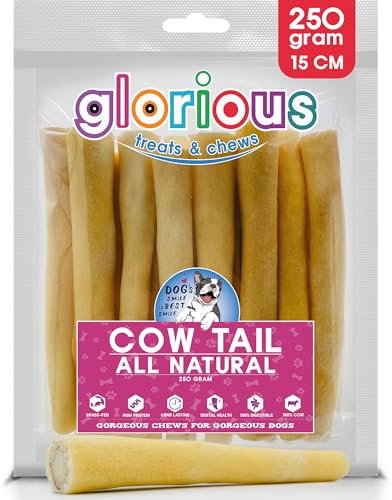 Glorious Treats and Chews – Natural Beef and Cow Tail Dog Chews – Air-Dried, Long-Lasting Treats and Natural Bones for Chewing, No Additives or Preservatives, Suitable for All Breeds and Sizes