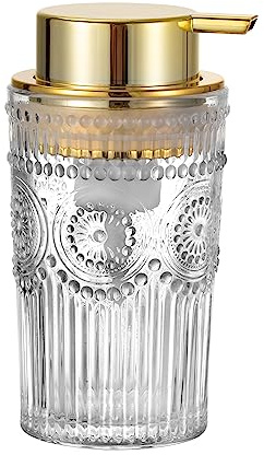 LEICURACE Foaming Hand Soap Dispenser, Glass Foam Soap Holder, Refillable Lotion Dispenser (L-Clear-Foaming)