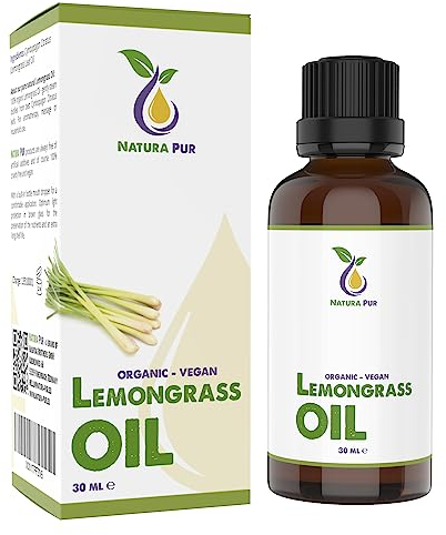 Lemongrass Öl BIO 30ml - 100% naturreines Zitronengras Öl, vegan - Lemongrass Oil (Cymbopogon Citratus Leaf Oil) - Lemon Grass Ätherisches Öl für Duftlampe, Diffuser, Haare