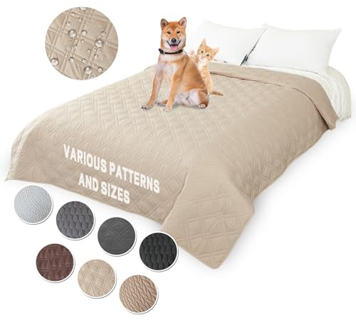 JRUI wasserdichte Hundedecke 208 x 208cm, Robuste Hundematte als Schutz fürs Sofa & Bett, extra groß und Waschbar Haustier Decke für Hunde, rutschfeste Hundedecke für Hunde & Katzen Geeignet, Beige