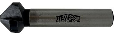 ITEMPESTI Countersink 90° Diameter 16.5 mm - Made of M35 - TiAlN Coating - Robust and Heat Resistant - for Stainless Steels - Shaft 10 mm
