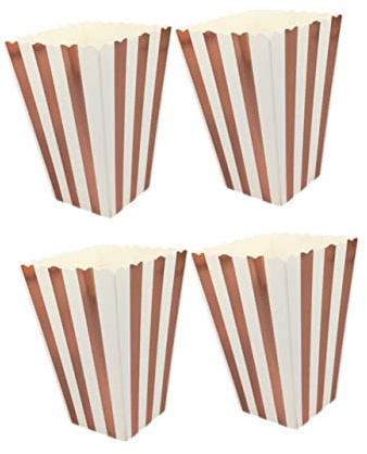 Zerodeko 12pcs Rose Gold Popcorn Boxes Popcorn Snack Container Bags for Party Supplies for Birthday Decorations and Snack Box Container Needs