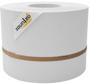 zaun|zu® Premium 35 Meter Rolle 19cm hoch | genarbte Oberfläche | Sichtschutzstreifen PP für Doppelstabmatten UV-beständiger Sichtschutz | Zaunblende Made in Germany Weiß, 35m