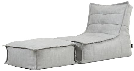 Icon Dolce Outdoor Sitzsack-Liege und Hocker mit Füllung, Grau | In Deutschland Hergestellt, Sitzsack Erwachsene, Wasserabweisender Stoff, Bequemer Sessel für Wohnzimmer und Garten