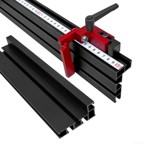 Rail en aluminium avec rainure en T, type 75, pour scie de table CNC et défonceuse, avec supports coulissants de type T (600 mm)