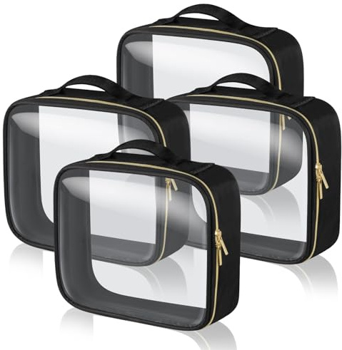 Aucuu Kulturtasche Transparent, Kosmetiktasche Durchsichtig, wasserdichte PVC-Reise-Waschtaschen, TSA-zugelassene Make-up-Taschen, für Familie, Männer un Frauen