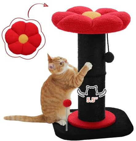 PAWZ Road Gothic Katzenkratzbaum, Hoch für Indoor-Katzen Mit Super Dickem Kratzbaum [Dia=14cm], Abnehmbares Flauschiges Katzenbett, Mit Federball für Halloween