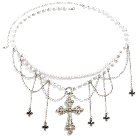 NICENEEDED Perlen-Bauchkette, Perlenbesetzter Taillengürtel Mit Kreuzigungsquasten, Boho Mehrschichtiger Körper Taillenschmuck Pullover Gürtelketten