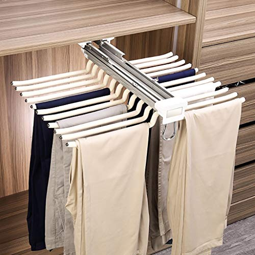 SIBEG Ausziehbarer Schrank-Hosenständer, Schalhalterschiene mit Dämpfer, 22 Hosenständerschiene für einen Kleiderschrank mit Einer Tiefe von 47 cm – Weiß