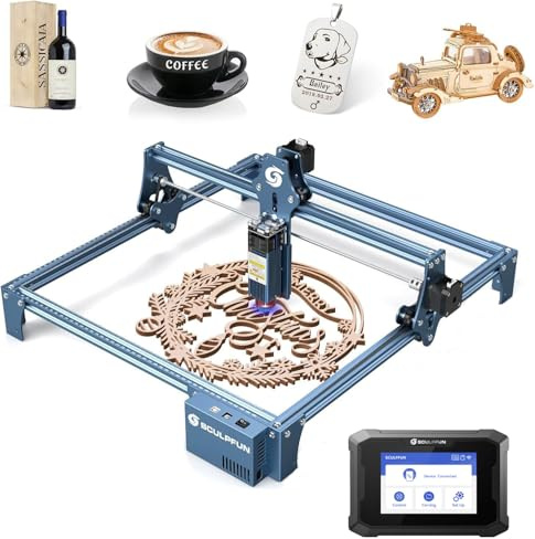 SCULPFUN S9 Laser Graviermaschine mit TS1 Touchscreen, Hochpräzises DIY Gravieren Schneiden für Holz, 90W Effekt Lasergravur, Präziser Fokus, Groß Skulptur Bereich 410x420mm