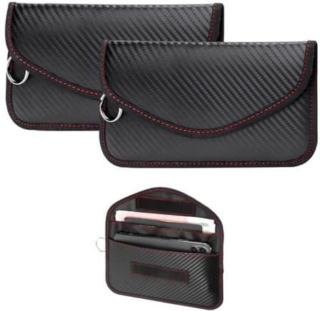 povtii 2 custodie per chiavi dell'auto, con blocco del segnale RFID, antifurto, in fibra di carbonio, accessori per auto (grande)