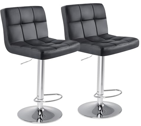 DUMOS barhocker 2er Set, moderner Stil barstuhl höhenverstellbar 60-80 cm, Metallbeine bar hocker, hocker küche, hoch barhocker mit lehne, geeignet für Bar, Küche und Wohnzimmer bar Stool (Schwarz)