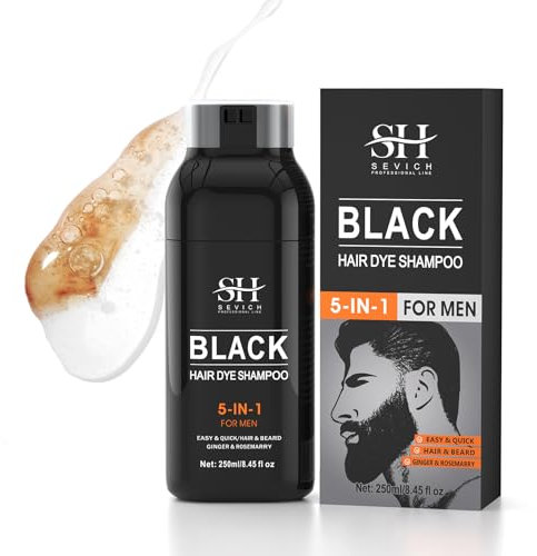 Sevich Black Hair Dye Shampoo，semi-Permanente Haarfarbe，bartshampoo Für Männer Bart Färben Männer，5 in 1 Färbeshampoo-Spülung Mit Natürlichen Inhaltsstoffen, 250ml