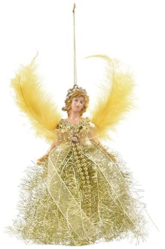 Puntale Per Albero Di Natale Con Angelo - Angelo Con Le Ali | Elegante Puntale Per Albero E Decorazioni Per Albero Di Natale, Ideale Per Decorazioni Festive, Angelo Di Natale Per Albero Di Natale E Ca