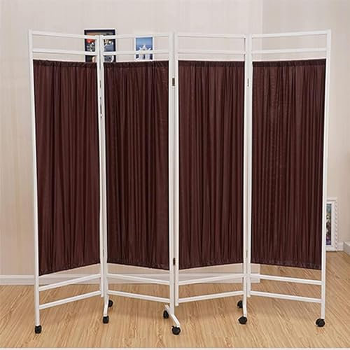 Barriers, 4-Panel Mobile Medical Privacy Screen Room Divider - Room Divider Screens Folding Rolling Privacy Screen Medical Privacy Screen On Wheels 6ft Tall Foldable Room Divider Temporary Fence(Brow