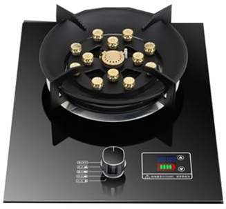 Gas Hob, Portable Gas Stove 13-cavity Fierce Fire Automatic Ignition Gas Cooker with Flame Failure Protection 5.2kw NG/LPG Desktop and Embedded, for Home Camping Outdoor(LPG)