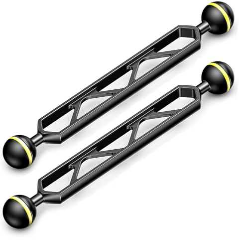 Sea frogs Lot de 2 bras à double boule de 20,3 cm pour éclairage sous-marin | Support en alliage d'aluminium à double rotule pour plateau de caméra, lumière vidéo et positionnement stroboscopique