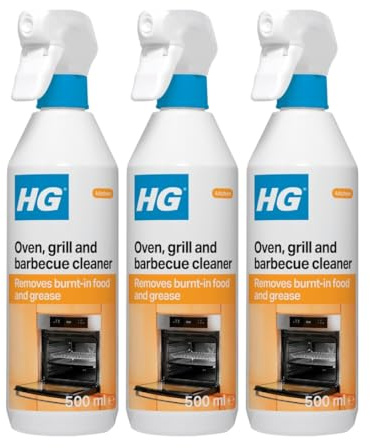 HG Oven, Grill & Barbecue Cleaner Spray | Dissolves Baked-On Grease | 500ml (Pack of 3)
