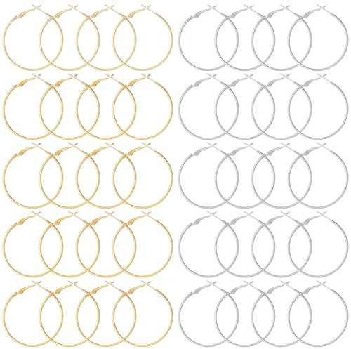 IANFAN 32 stycken örhänge råämnen 2/2,5/3/4 cm örhänge råämnen ring örhängen gör-det-själv set kreoler stora öronkrokar örhängen hitta örhängen tillbehör för gör-det-själv örhängen tillverkning