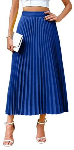 seiveini Jupe Plissée Femme Longue Ligne A Jupes Trapèze Fluide Chic Élégant Taille Élastique Printemps été
