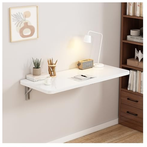 Klappbarer Wandschreibtisch – platzsparender Wandtisch, verstellbare Größe, zusammenklappbare, schwebende Werkbank für Zuhause, Büro, Waschküche, Küche und Esszimmer (120 x 50 cm)