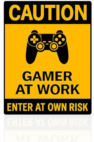 Caution Gamer At Work Metallschild 20x15 Cm, Lustige Zimmer Deko Für Teenager & Gamer, Jugendweihe Geschenke Junge, Cooles Türschild Wanddeko Geschenk Zum Geburtstag Jugendzimmer