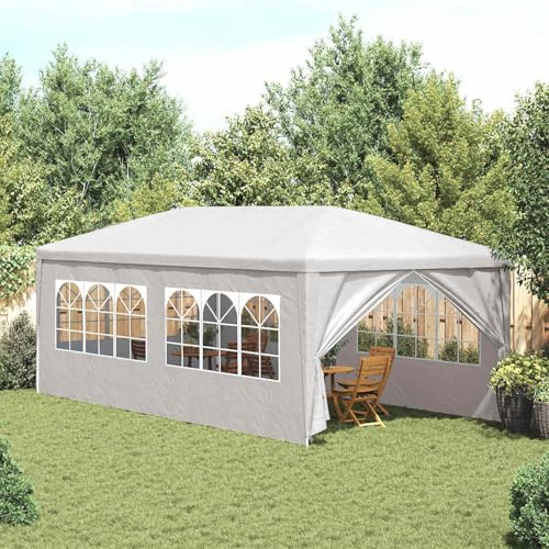 Homelen Party Tent 3 x 6 m Blanco Canopy Outdoor Canopy Waterproof UV Resistente a los rayos UV Polietileno Marco Marco de acero Gazebo con ventanas y puertas para fiestas de jardín Eventos Gatherings