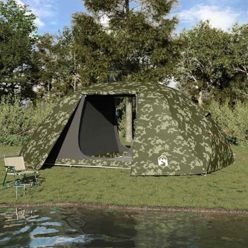 Fisketält kamouflage 514 x 465 x 187 cm polyester glasfiber vattentät UV-resistent vikbar bärbar för camping fiskeutflykter bisaktält med luftventilation och bärväska