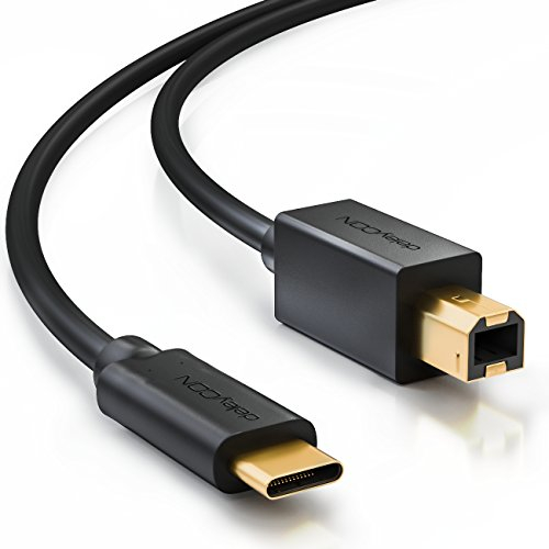 deleyCON 1,5m Cavo per Stampante USB C (per Stampante, Scanner, MIDI) Cavo USB-C a USB-B, per Epson HP Samsung Canon Brother iPhone 16 15 Notebook Tablet PC MacBook