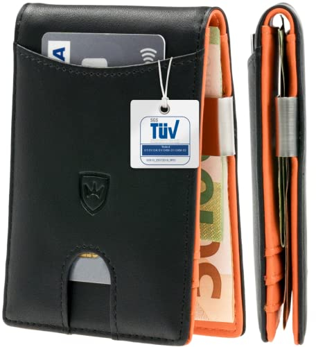 Kronenschein® Slim Wallet mit RFID Schutz I Geldbörse Herren & Damen klein I Portmonee mit Geldklammer I Mini Geldbeutel I Kartenetui I Karten Portemonnaie I Kreditkartenetui