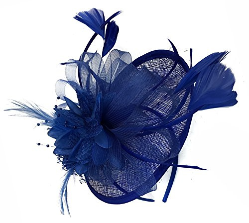 Caprilite Sinamay skivfat fascinator hatt för kvinnor bröllop pannband tävlingar, Kungsblå, one size