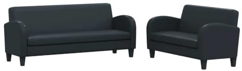 vidaXL 2-TLG. Sofa-Set Kunstleder Schwarz
