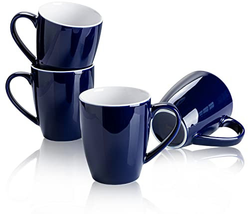 Sweese Porcelain Coffee Mugs - 16 Ounce (Top to the Rim) for Coffee, Latte, Tea, Cocoa, Set of 4, Navy