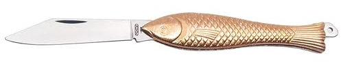 Mikov Golden Edition Fish Knife - Iconic Small Pocket Knife for EDC - 420 Stainless Steel Blade - Durable utility knife - Original Czech Rybicka