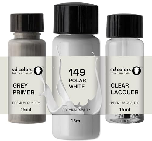 SD COLORS Peinture de retouche - Blanc polaire 149/9149 Weiss - 15 ML (peinture + apprêt + laque)