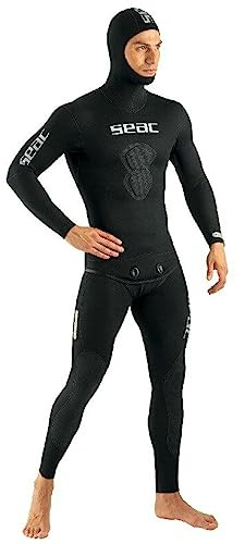 SEAC Black Shark, Muta da Pesca Sub e Apnea in Neoprene 5mm, Due Pezzi, Interno in Spaccato Uomo, Nero, L
