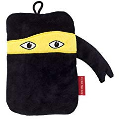 Hugo Frosch Mini-Wärmflasche 0,2 l mit Veloursbezug im Ninja-Design | kleine Mini-Bettflasche Made in Germany, auslaufsicher & langlebig, mit kuschelig weichem Überzug, abnehmbar & waschbar