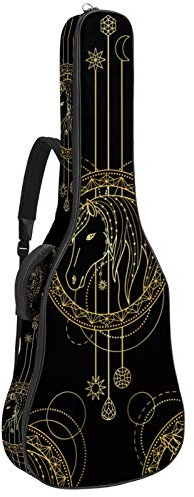 Gitarren-Gigbag, wasserdicht, Reißverschluss, weicher Gitarren-Rucksack, Bassgitarre, Akustik- und klassische Folk-Gitarren-Tasche, goldenes Einhorn