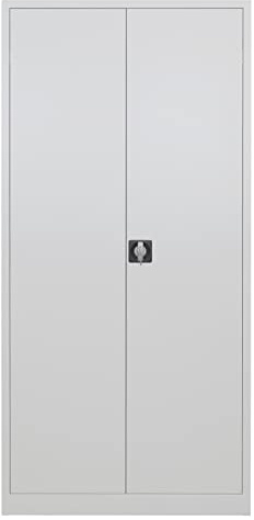 ADB Flügeltürenschrank Lichtgrau, Stahlschrank, Werkstattschrank, Büroschrank, Aktenschrank, Materialschrank, Arbeitsschrank, L92xB50xH195cm