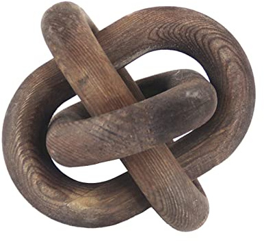 MagiDeal Wood Chain Ornaments 3 Link Wooden Knot for Display Cabinet Desk Handmade Decorative Living Room Decor Unique Appearance Durable Accessories, Brown