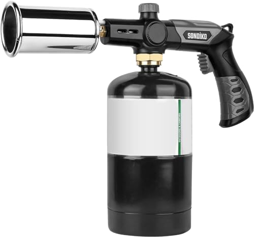 Sondiko Powerful Blow Torch for Cooking, Sous Vide Propane Torch, Campfire Starter, Adjustable Flame Thrower Fire Gun for Searing Steak, BBQ and Charcoal Start(Propane Tank Not Included)