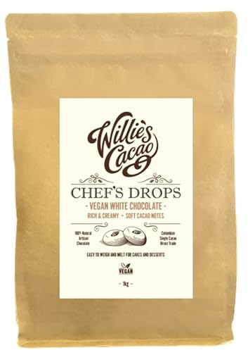 Willie's Cacao - Vegan White Chocolate Chef's Drops 1kg – Oat Based Couverture Chocolate for Cooking & Baking