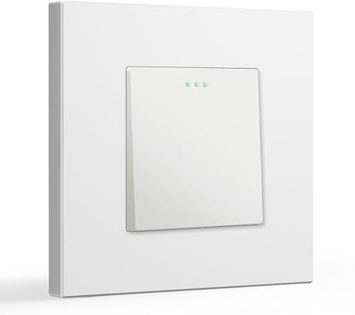 BSEED Lichtschalter 1 Fach 1 Weg PC Panel Lichtschalter Unterputz Taster Schalter Wandschalter Schalter Unterputz Light Switch für Wohnzimmer, Küche, Büro, Weiß-86mm