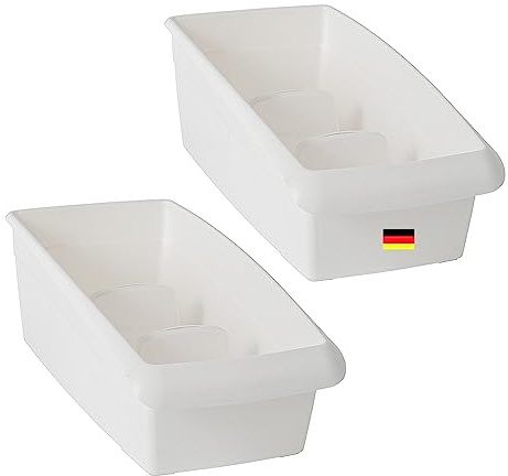 Novaliv 2er Set Medikamenten Organizer groß Hausapotheke - 25 x 16 cm WEISS mit Abtrennung - Medikamentenbox Aufbewahrung für Pillen Tablettenbox Pflasterbox Medizinbox Verband Behälter
